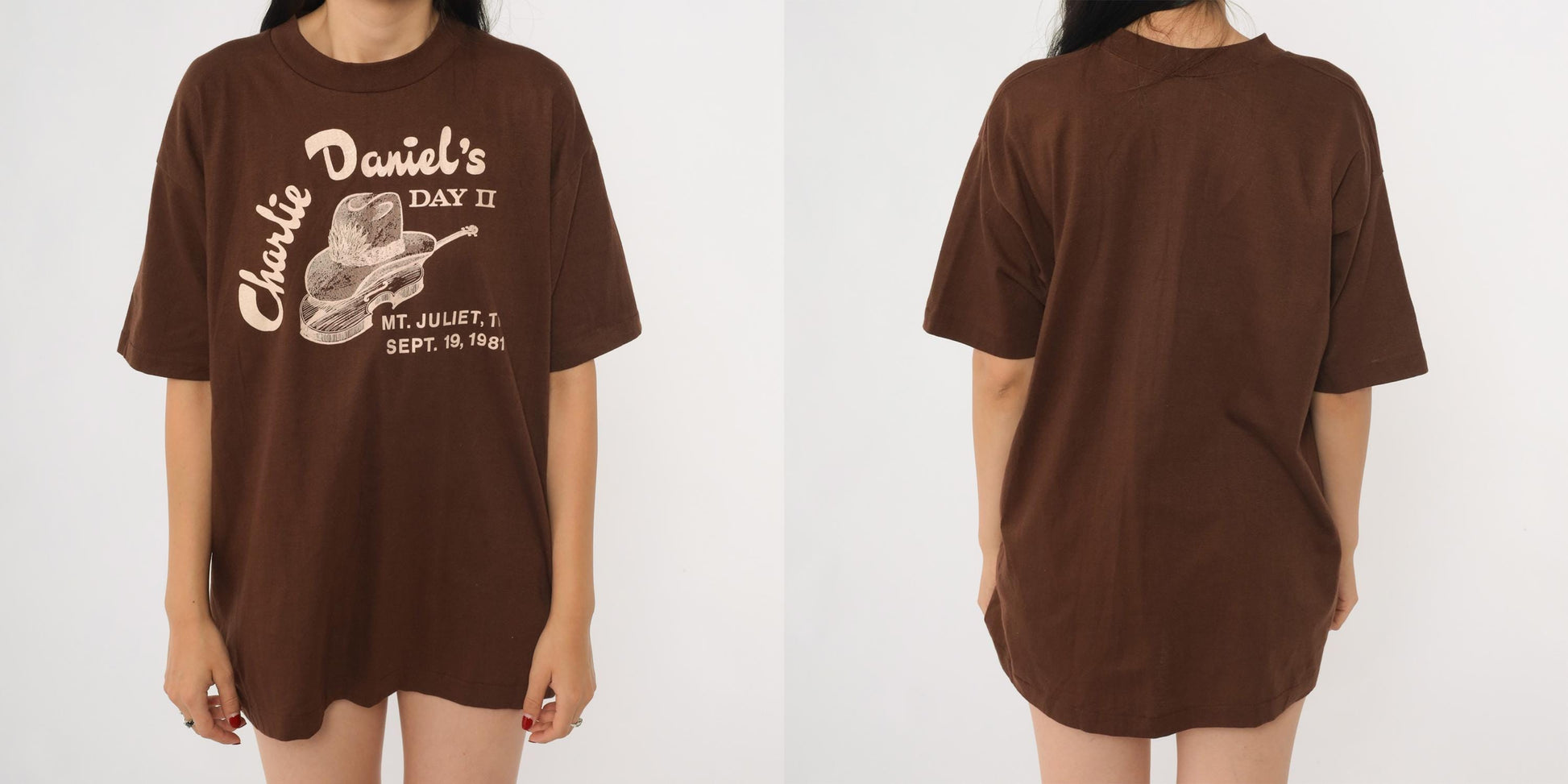 1981 Charlie Daniels Day II Concert Tee Brown Graphic Medium