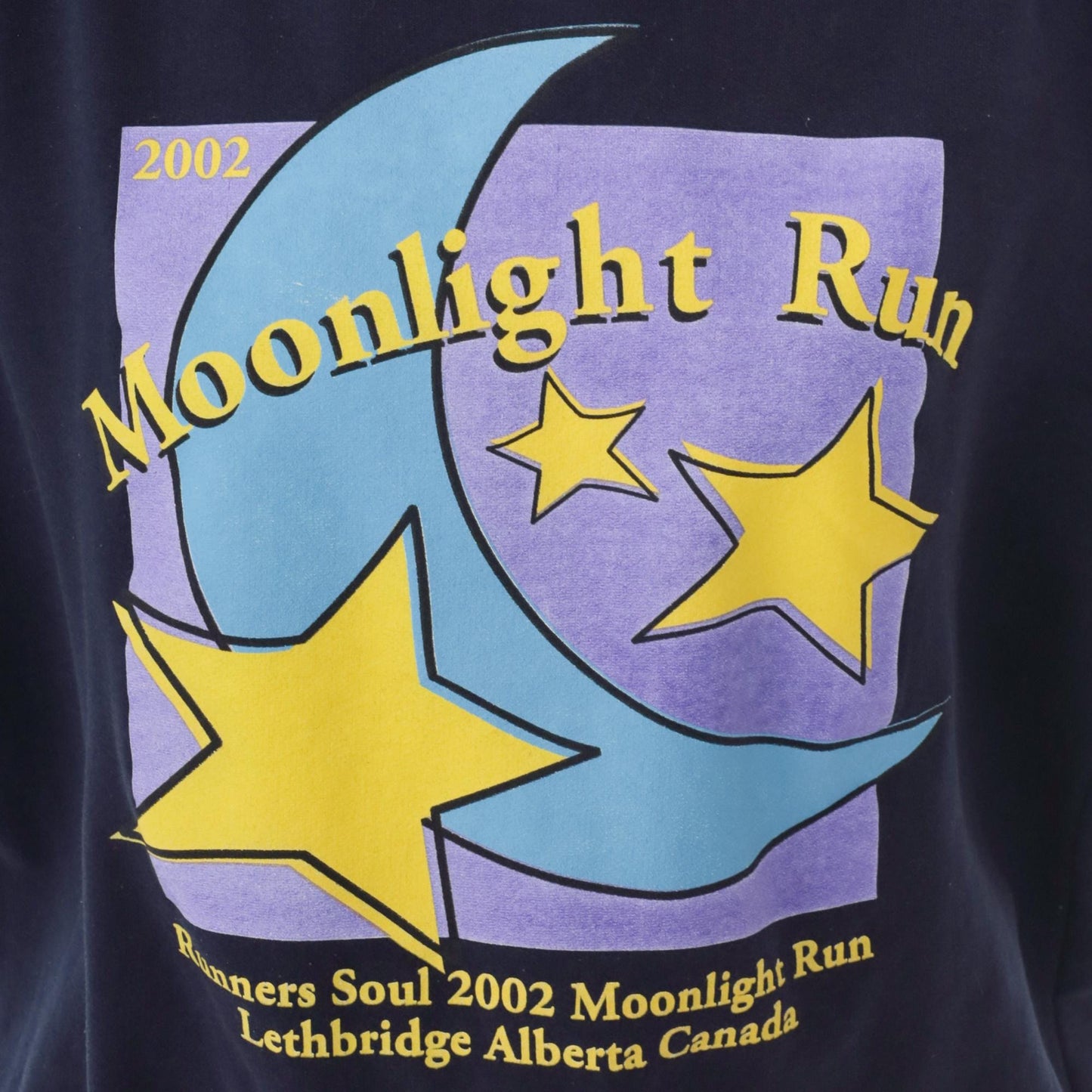 2002 Moonlight Run Lethbridge Alberta Sweatshirt Navy Celestial Graphic Medium