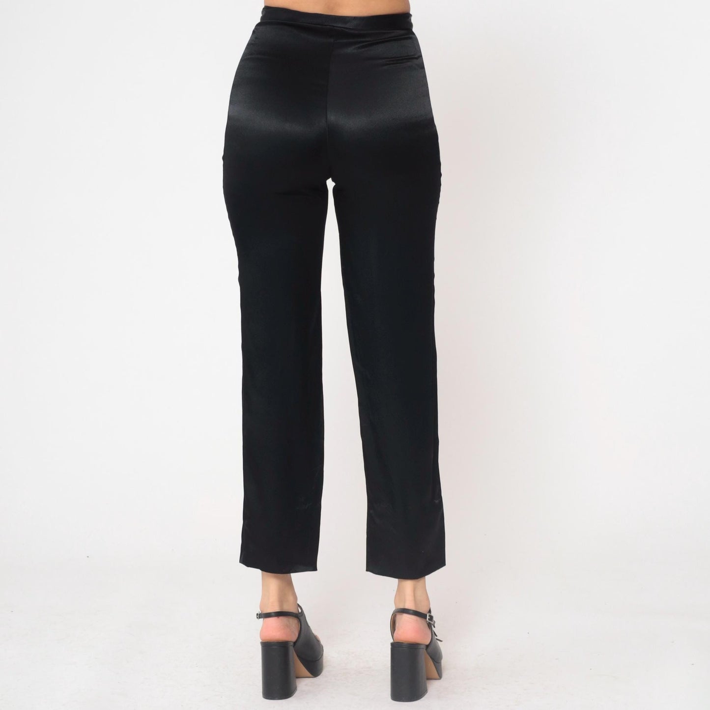 Jessica McClintock Gunne Sax Black Satin High-Waisted Pants Size 7