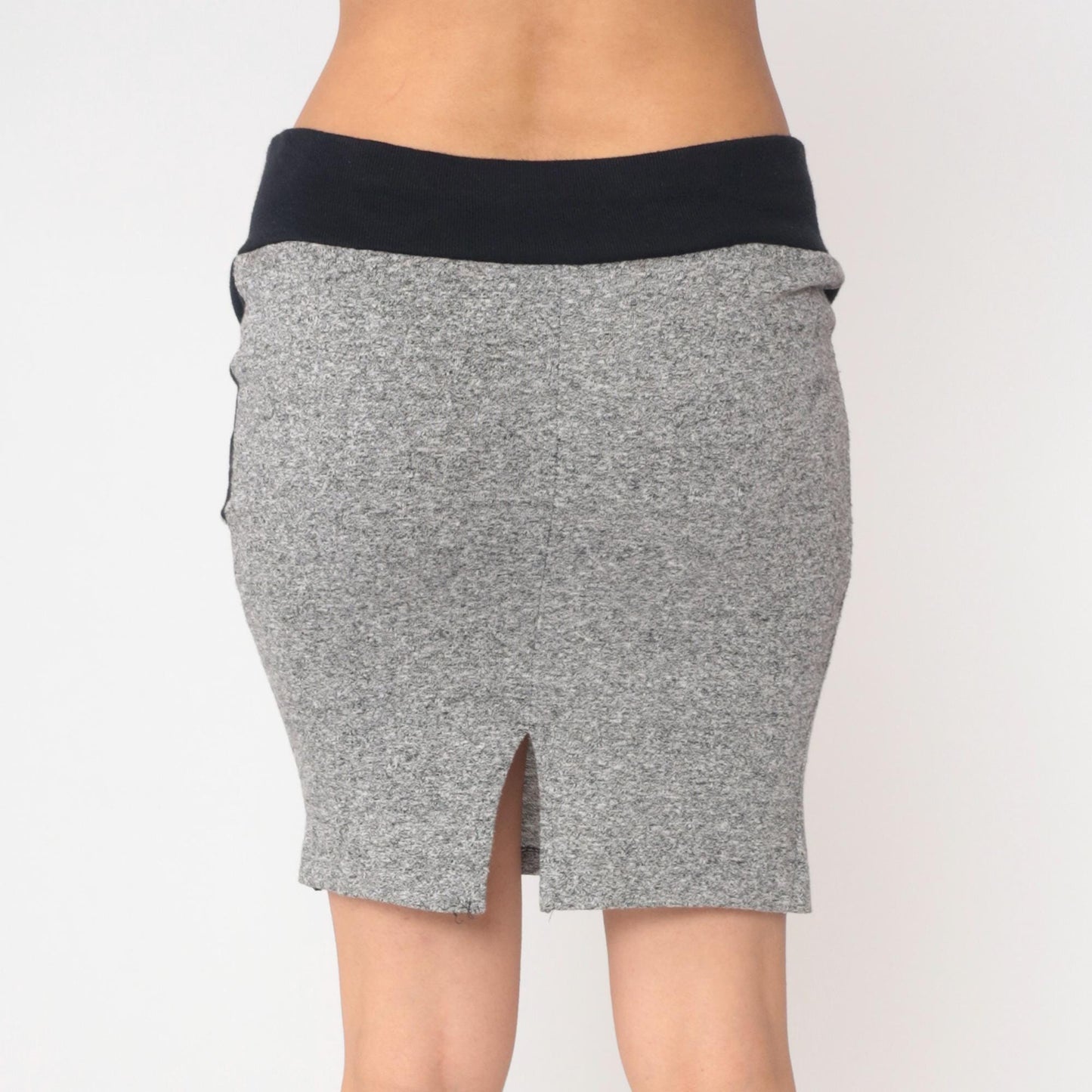90s Grey Mini Skirt High Waist Heart Button Bodycon Small S