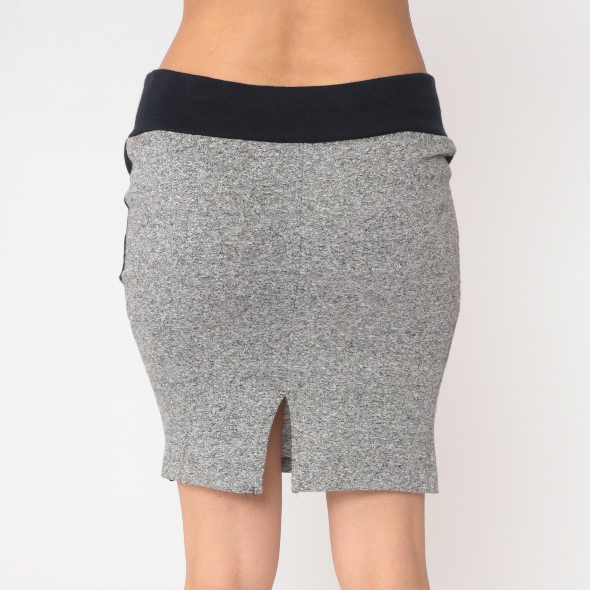 90s Grey Mini Skirt High Waist Heart Button Bodycon Small S