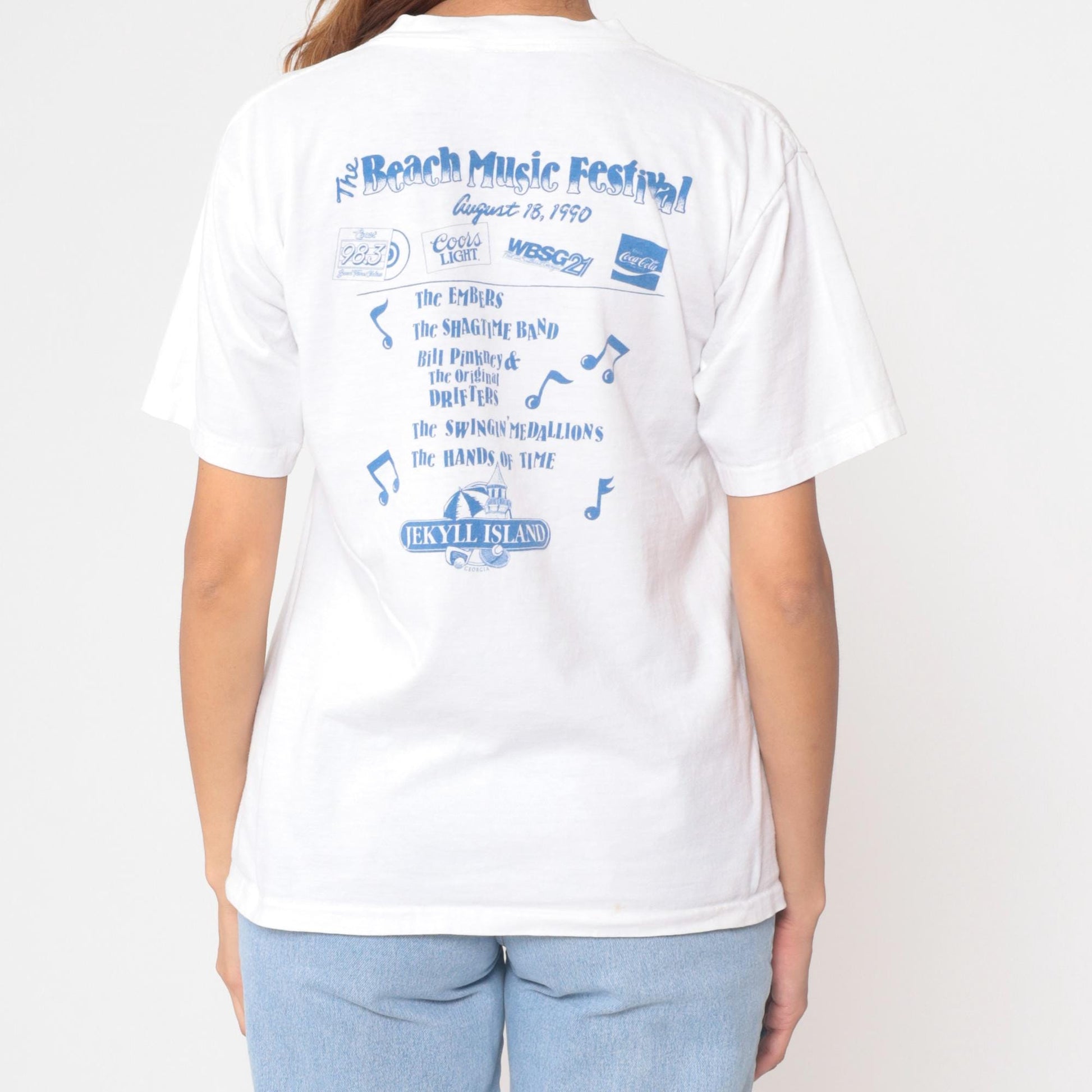 1990 Beach Music Festival Jekyll Island Georgia Concert Tee White Cotton Large