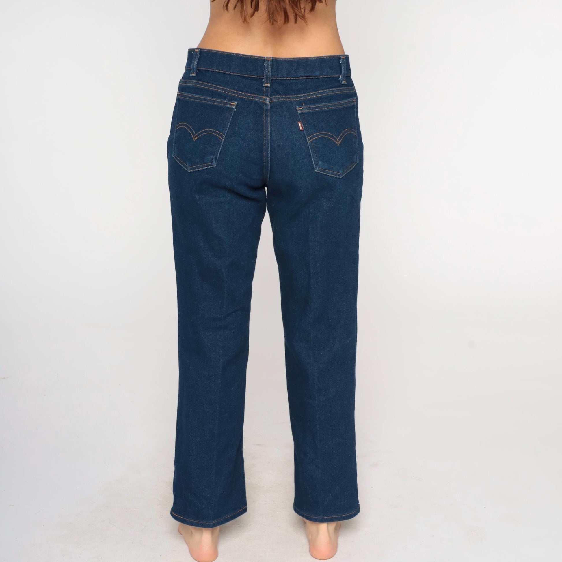 90s Levi's Cropped Flare Jeans Dark Wash High Rise Denim 34 x 29