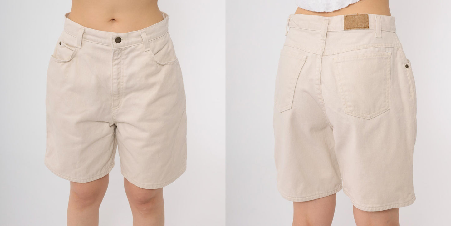 90s Hunt Club Cream Denim Shorts High Waisted Cotton Relaxed Medium