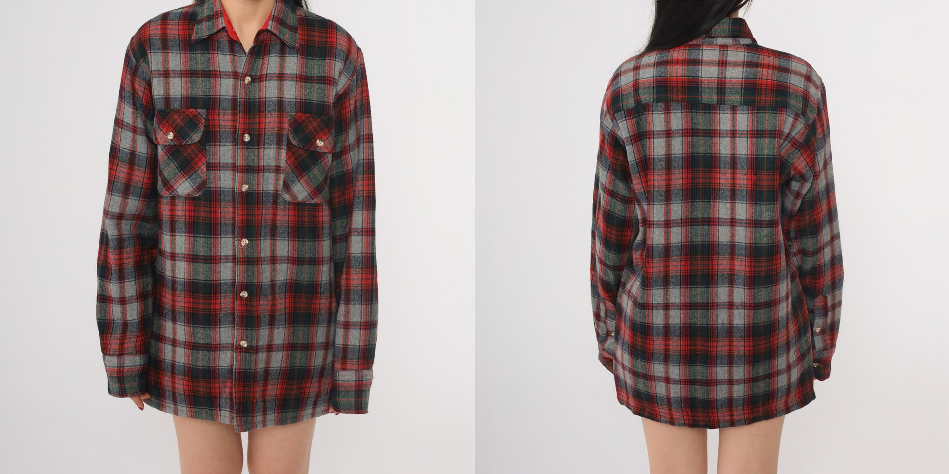80s Greatland Sportswear Red Plaid Flannel Shirt Wool Blend Small
