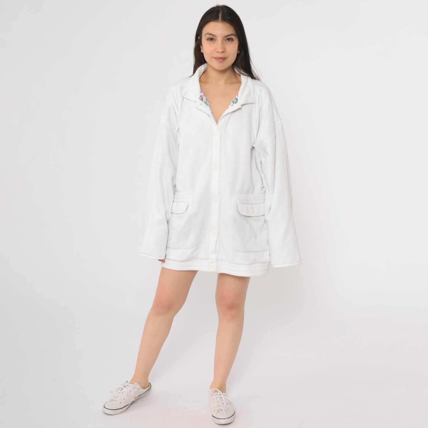 90s Blair White Collared Button-Up Sweatshirt Jacket Extra Large XL
