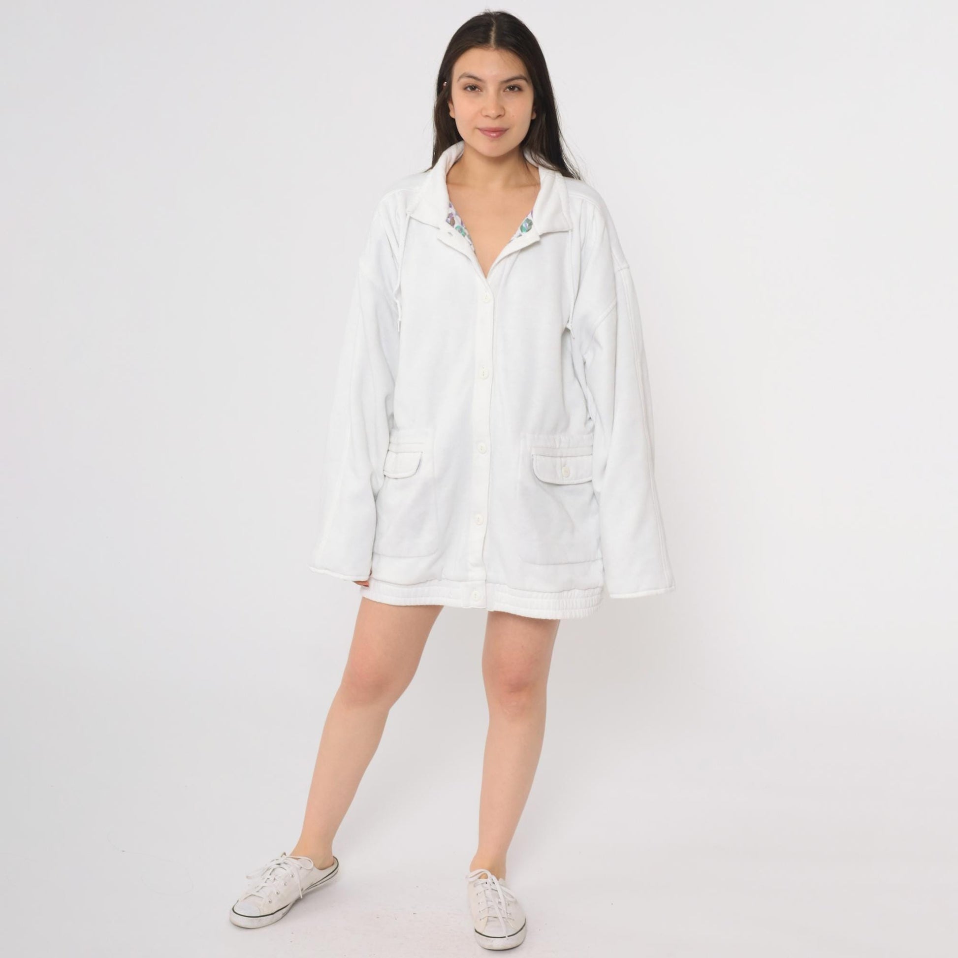 90s Blair White Collared Button-Up Sweatshirt Jacket Extra Large XL