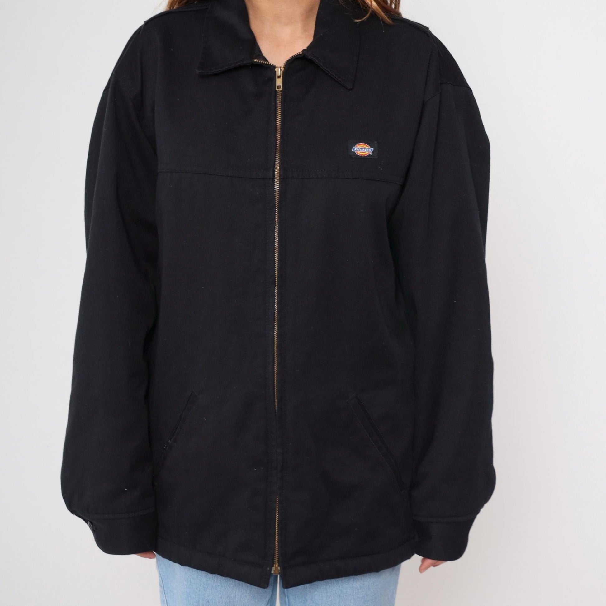 90s Dickies Black Zip-Up Utility Jacket Men's Extra Large XL