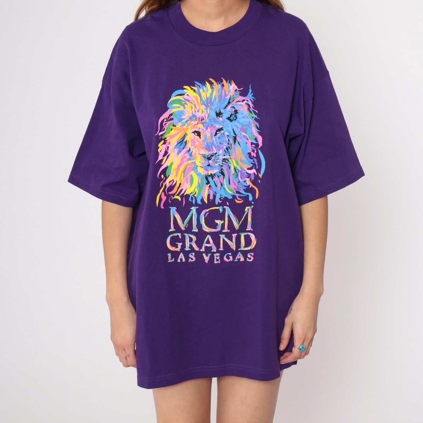 90s MGM Grand Las Vegas Purple Lion Graphic T-Shirt Extra Large XL