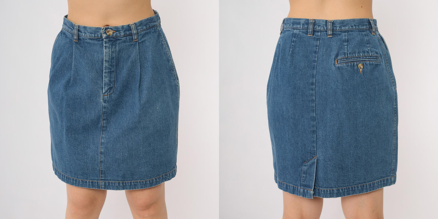 90s Eddie Bauer Denim Mini Skirt High Waist Blue Jean Small S