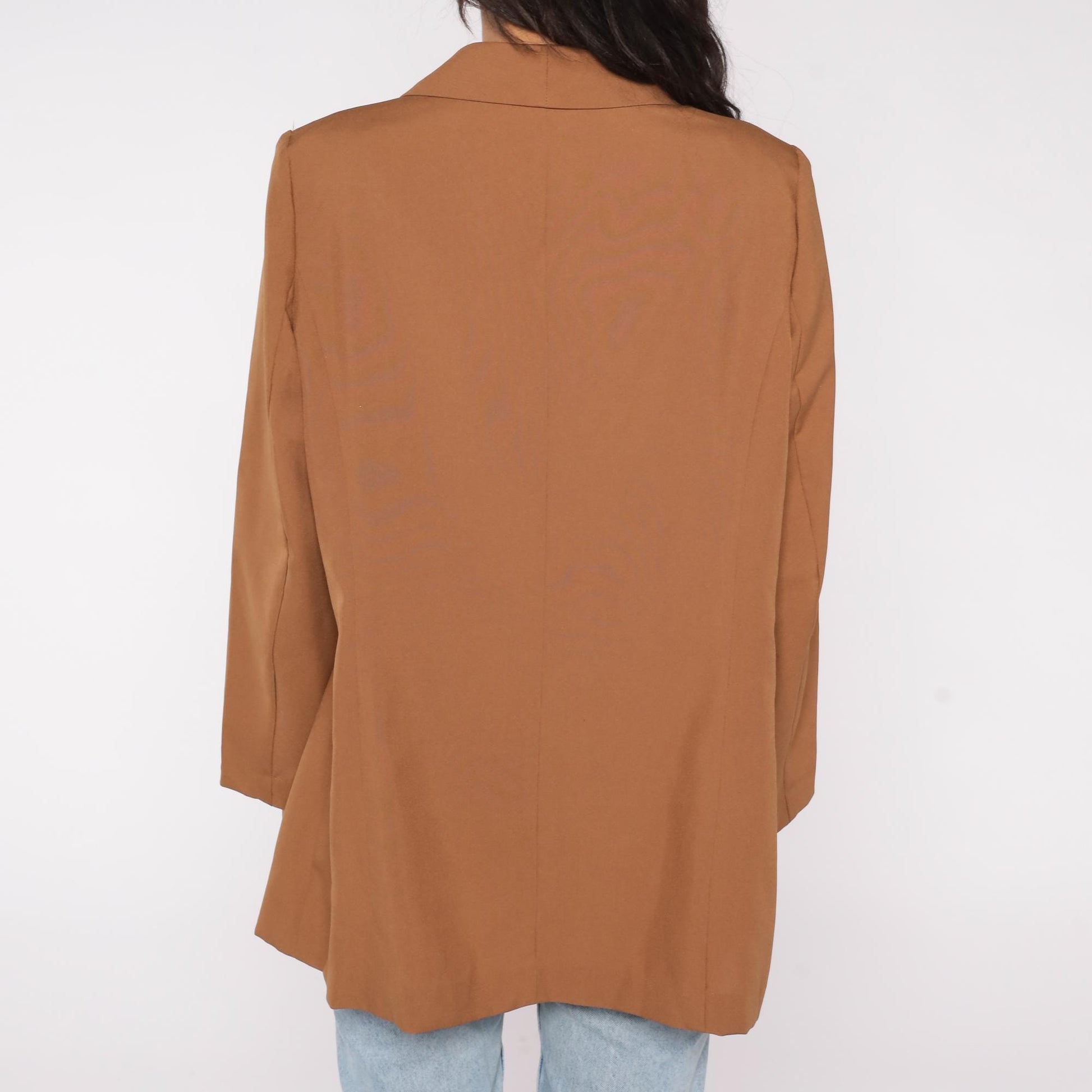90s Allison Woods Camel Double-Breasted Blazer Plus Size 16W