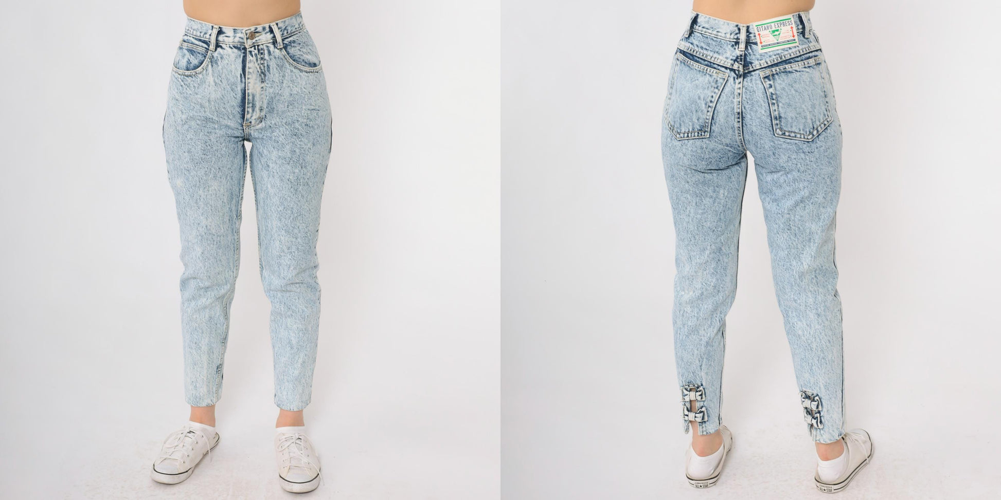 90s Gitano Acid Wash High Waisted Jeans Light Blue Tapered Small S