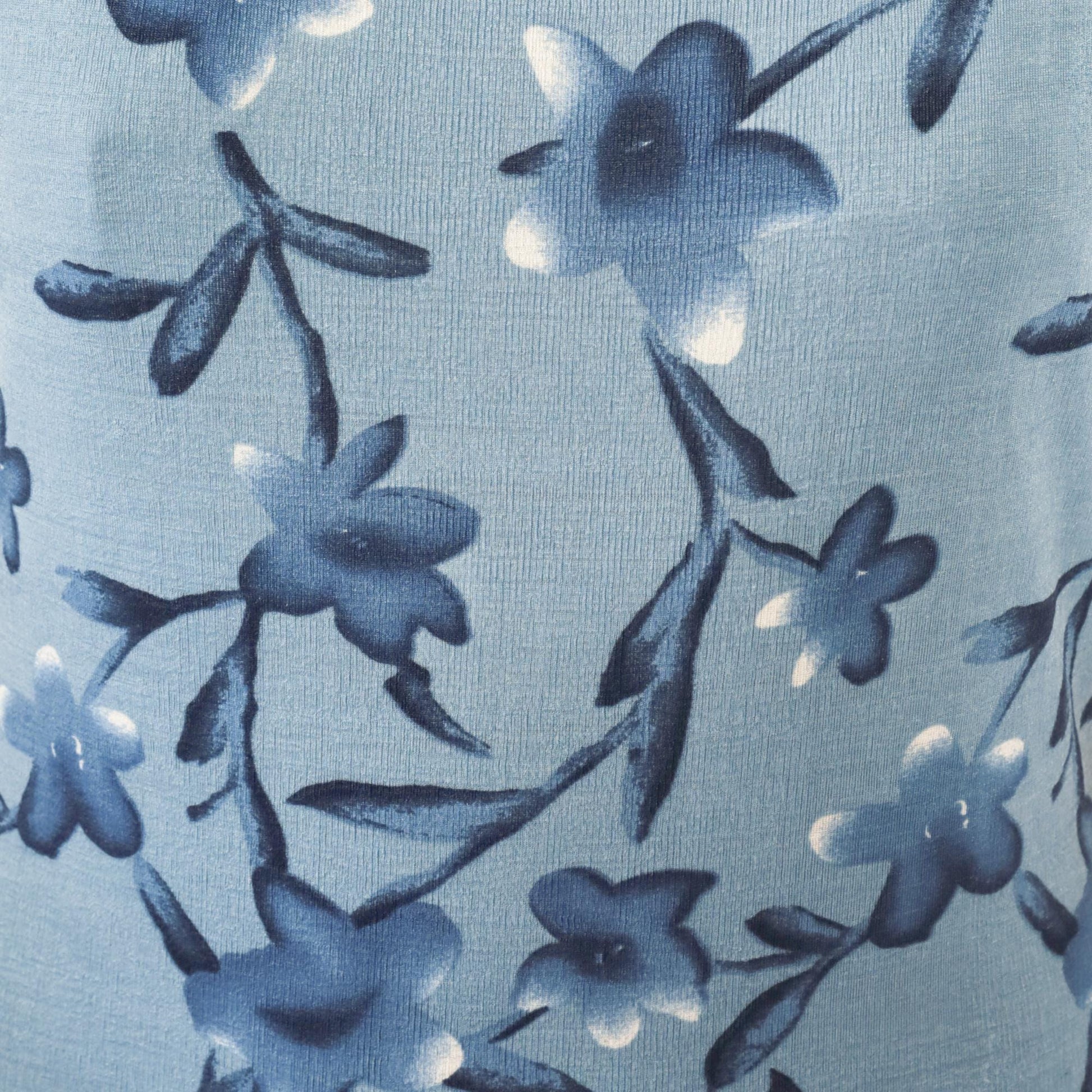 90s Blue Floral Maxi Dress Sleeveless Tank Scoop Neckline Medium M