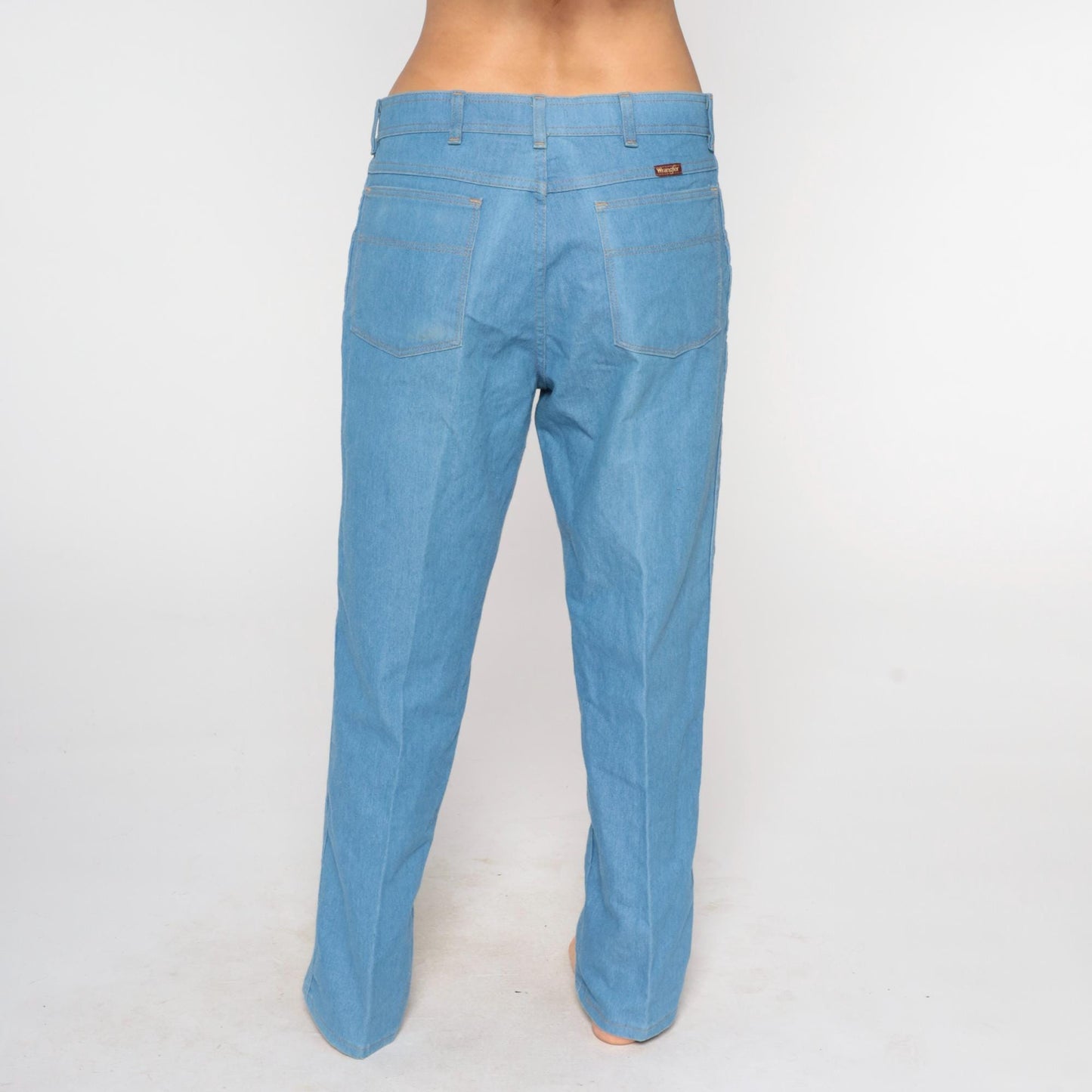 90s Wrangler Straight Leg Jeans Light Blue Denim High Waist 36x30