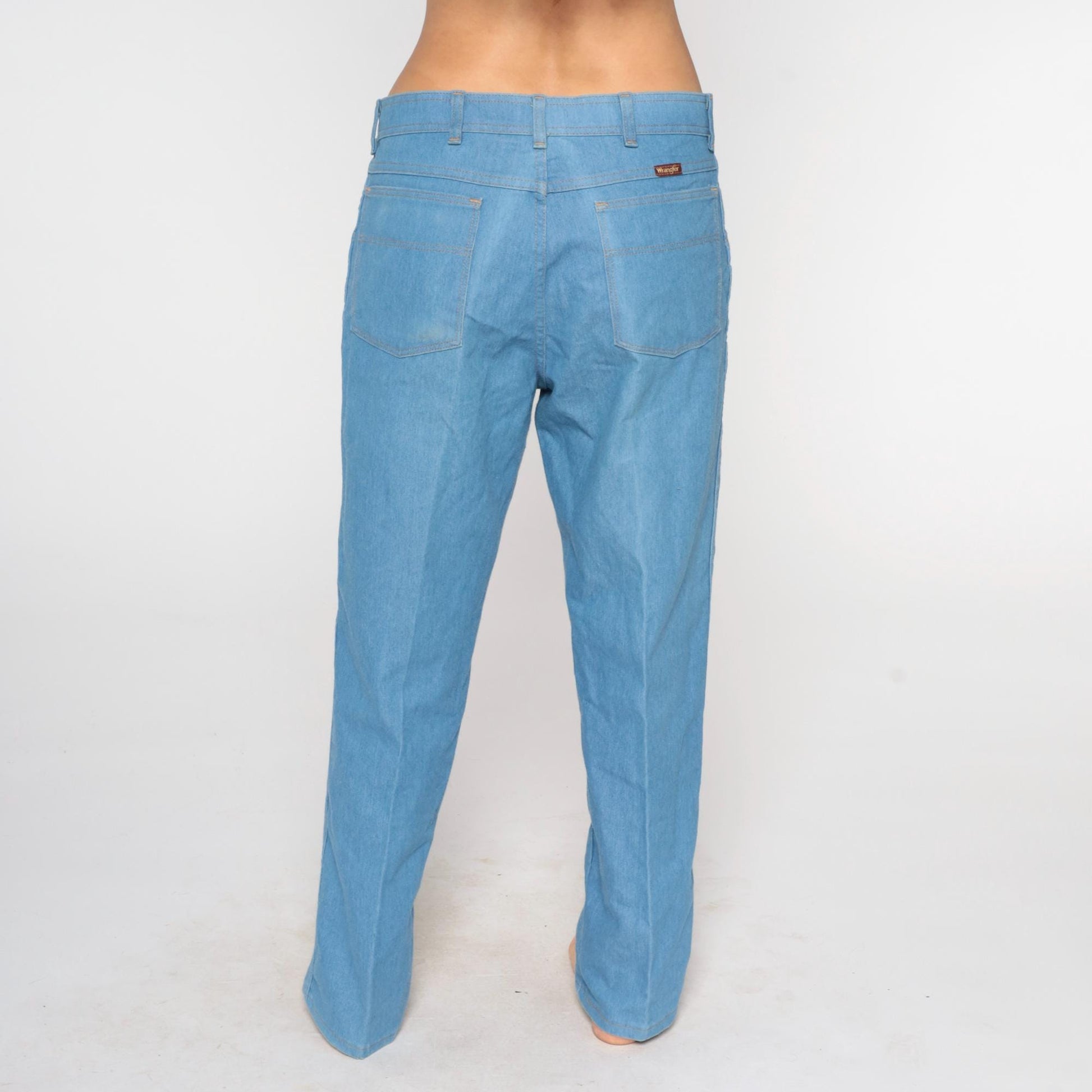 90s Wrangler Straight Leg Jeans Light Blue Denim High Waist 36x30