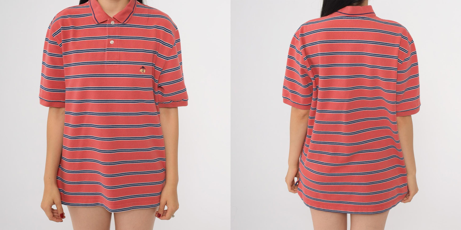 90s Brooks Brothers Red Striped Polo Shirt Cotton Medium M