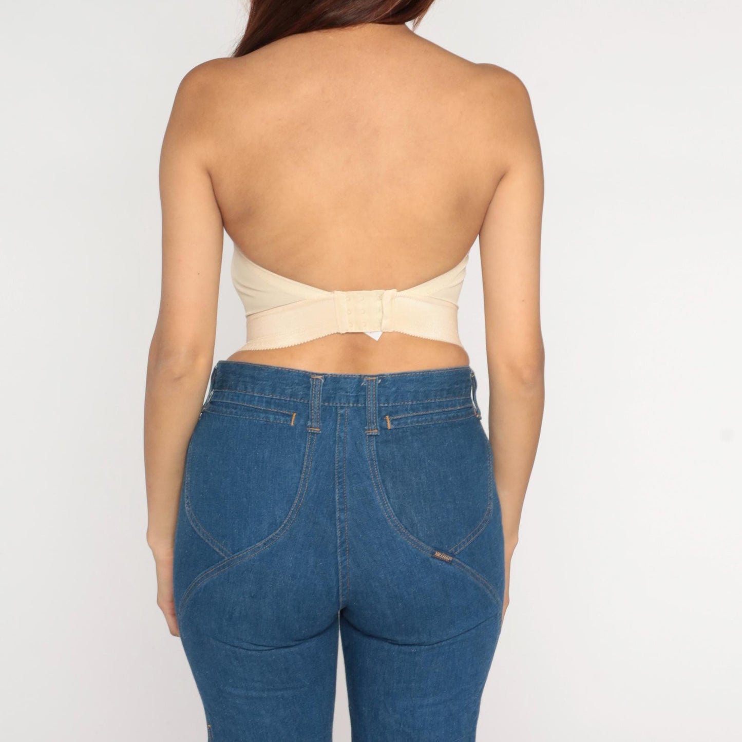 80s Backless by Smoothie Cream Bustier Corset Boned Sweetheart 36B