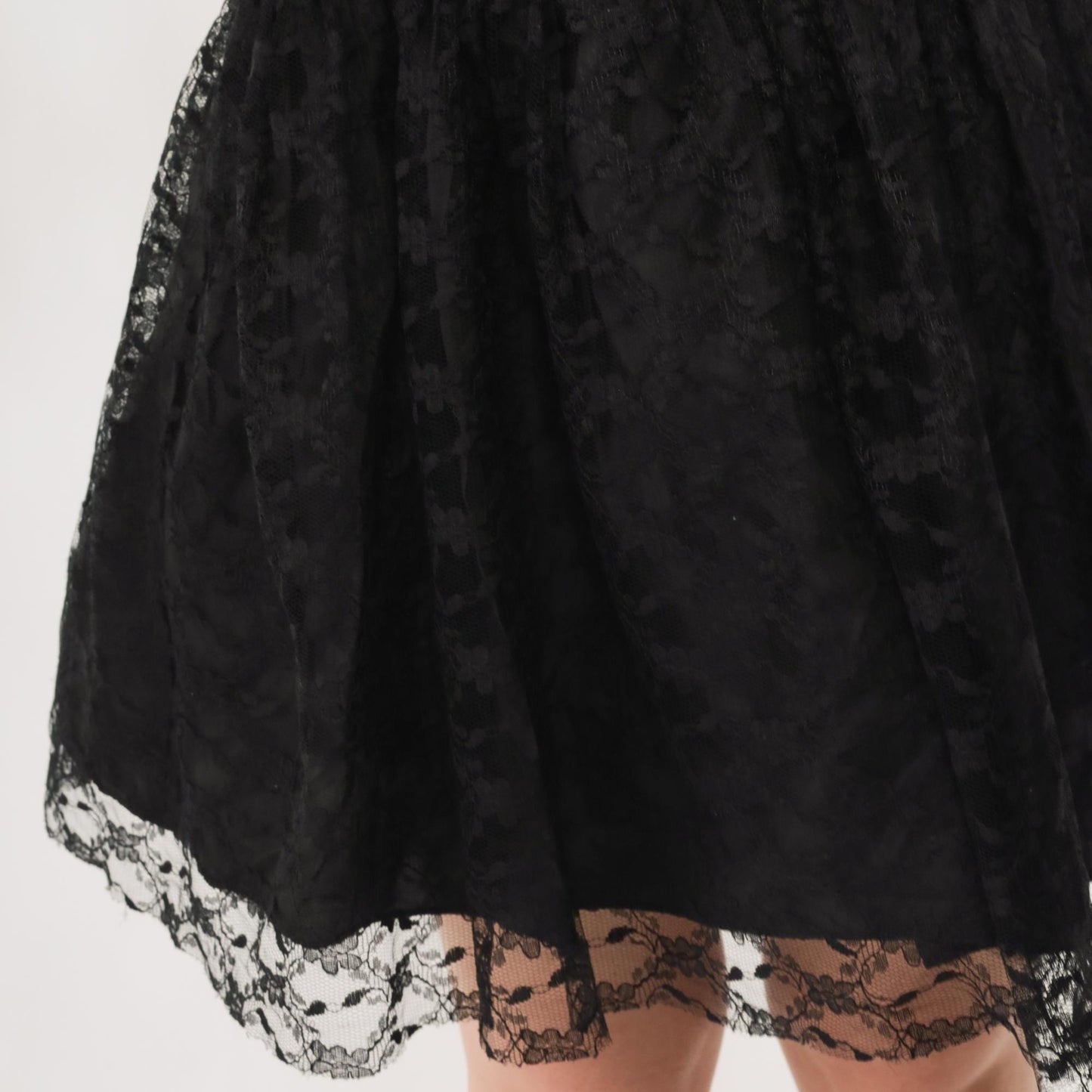 90s Black Lace Mini Dress Drop Waist Skater Prom Extra Small XS