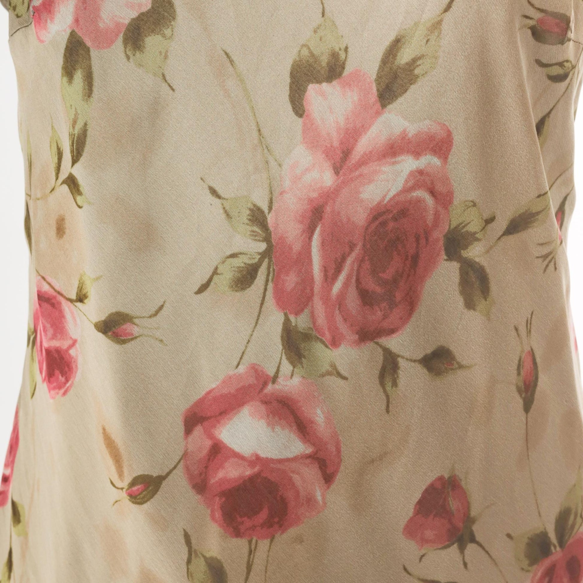 90s R & M Richards Floral Maxi Dress Sage Green Pink Rose Print Petite 8P