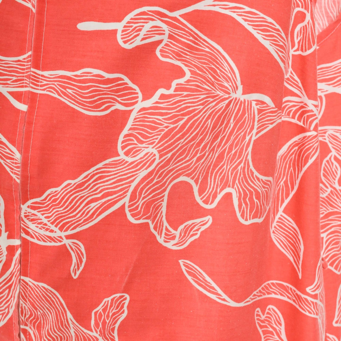 70s Komar Floral Shift Dress Coral Red White Lily Print Extra Large XL