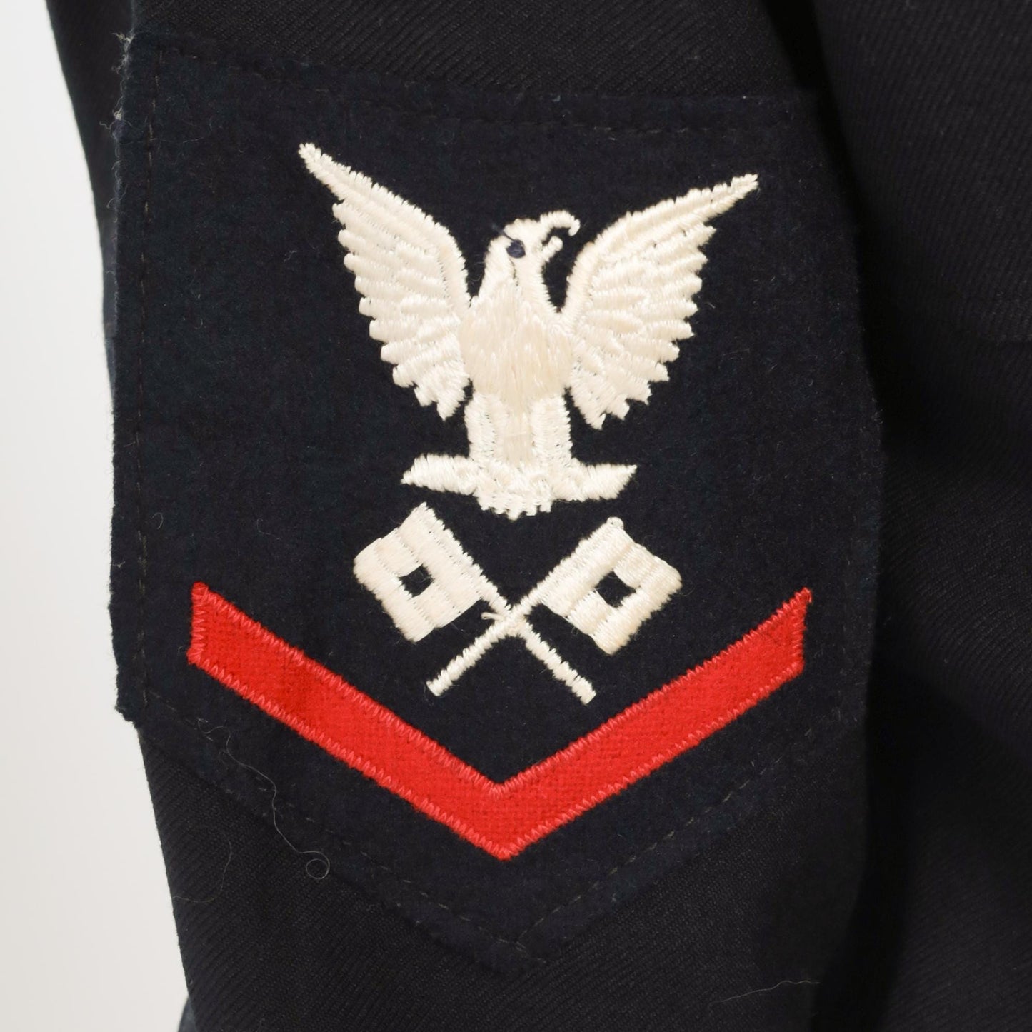 40s Black Sailor Top WW2 Naval Uniform Wool Pullover Eagle Patch XS