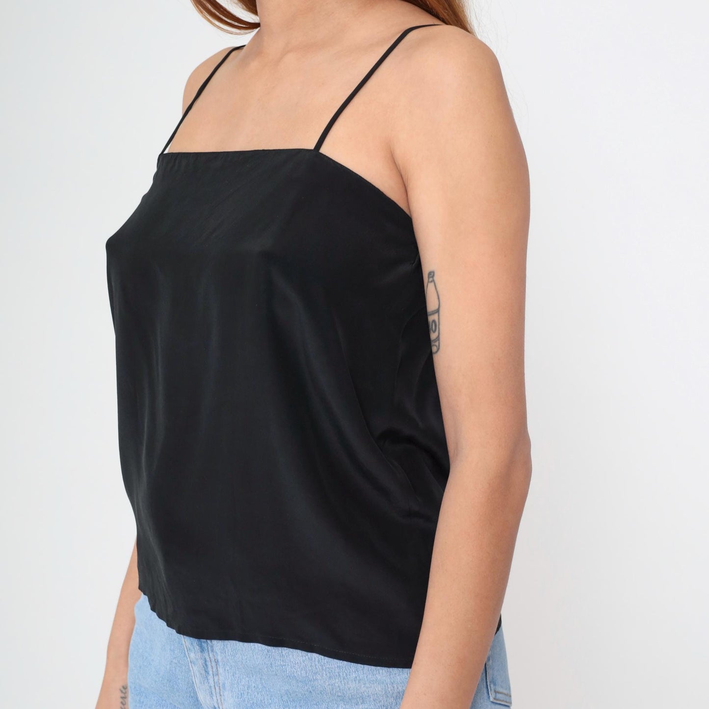 Nina Ricci Black Silk Camisole 90s Spaghetti Strap Tank Medium