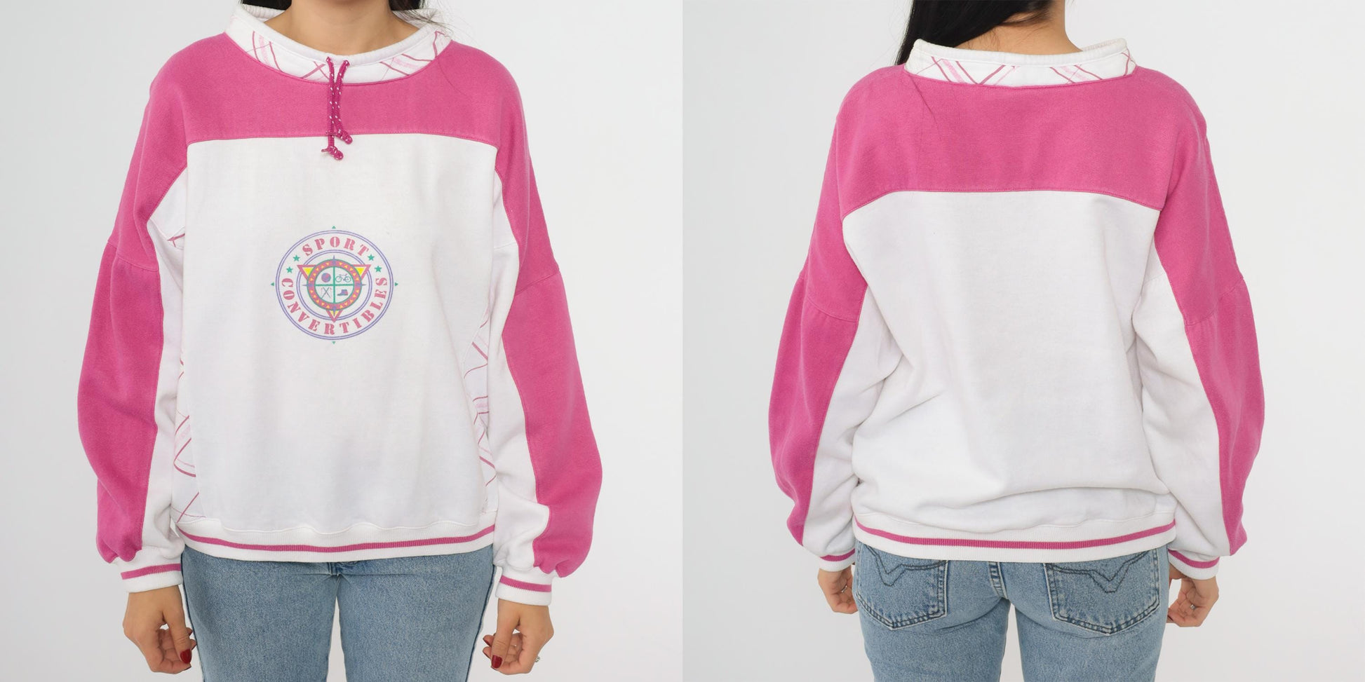 90s Wilson Sports Convertibles Colorblock Sweatshirt Pink White Raglan Large L