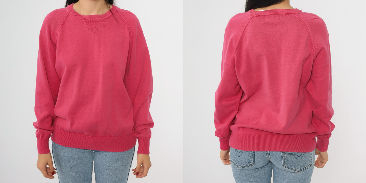90s Pink Cotton Crewneck Sweatshirt Small S
