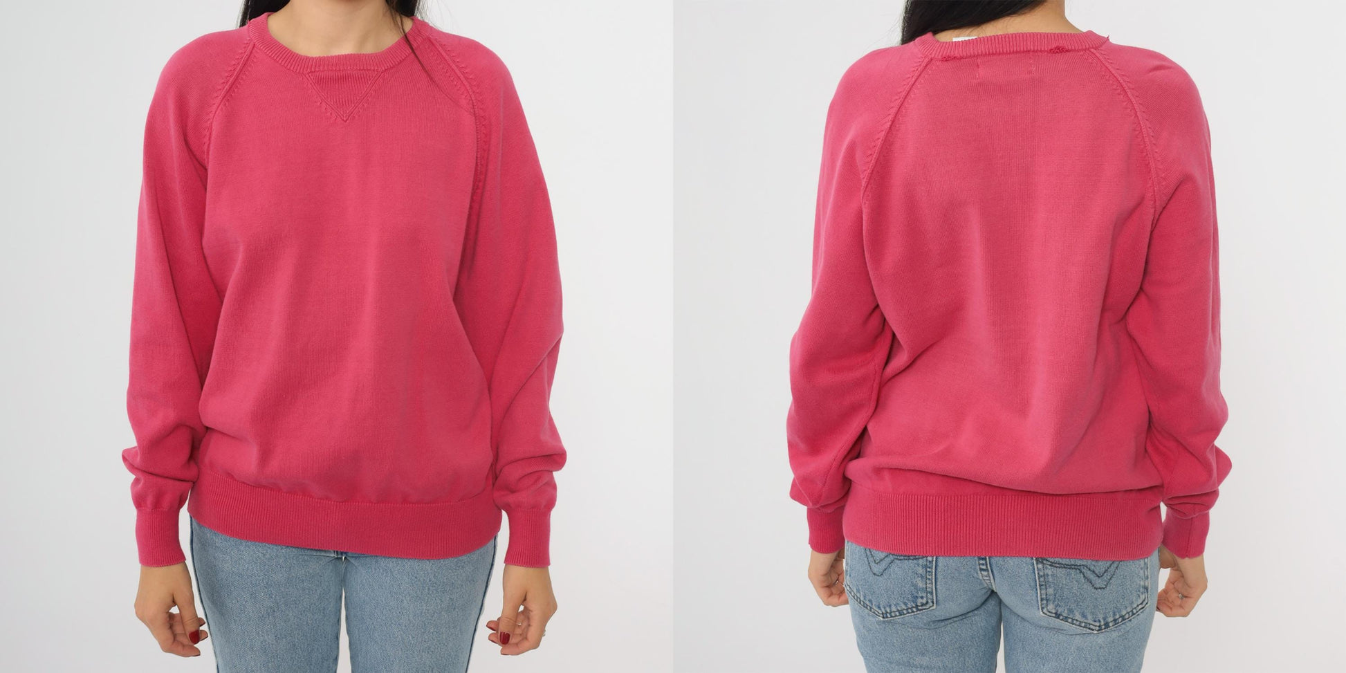 90s Pink Cotton Crewneck Sweatshirt Small S