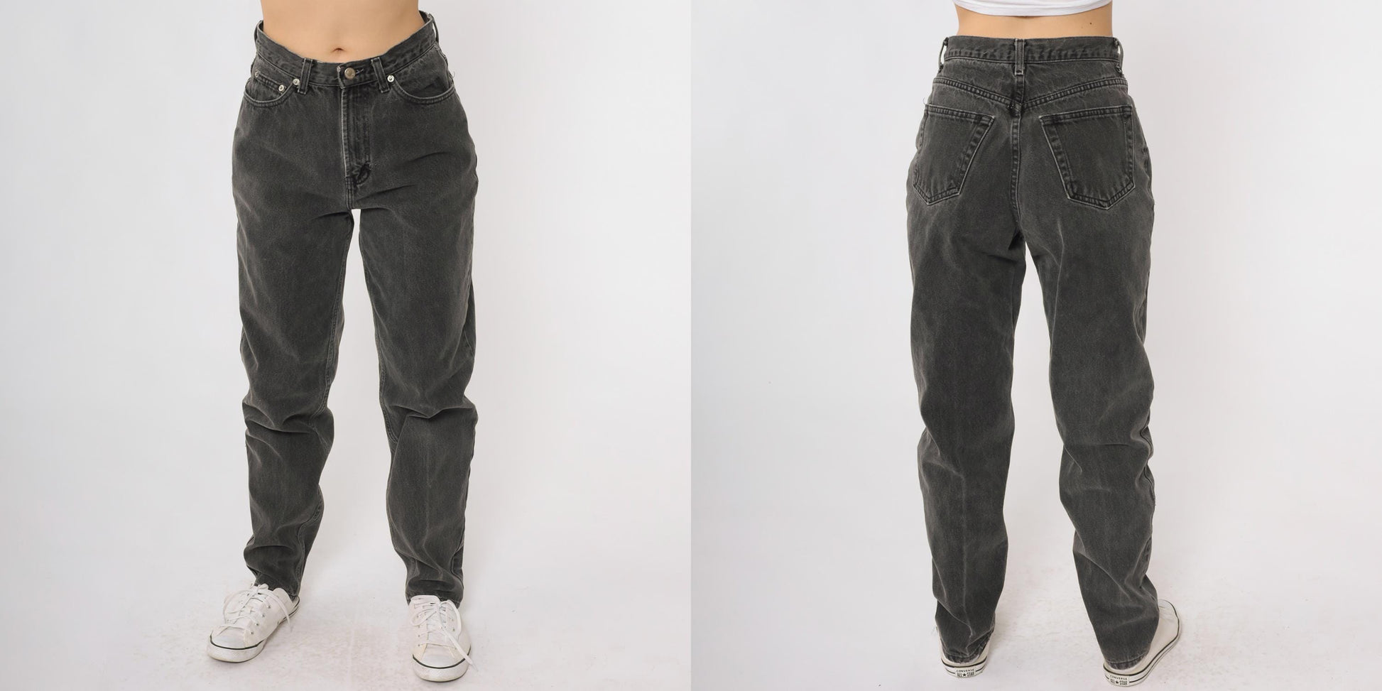 90s GAP Black High Waisted Jeans Relaxed Tapered Cotton Denim Small 6