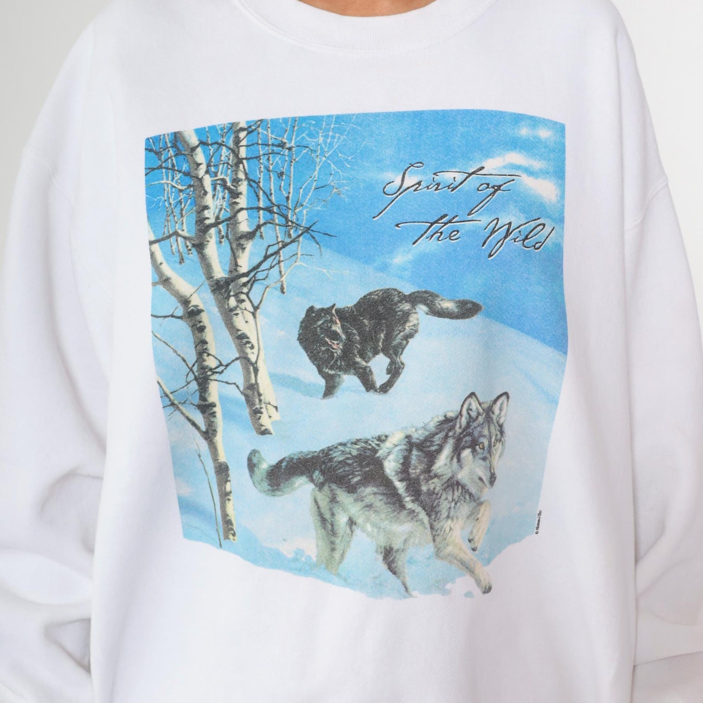 90s Wolf Spirit of the Wild Graphic Sweatshirt Jerzees Grey Unisex Extra Large