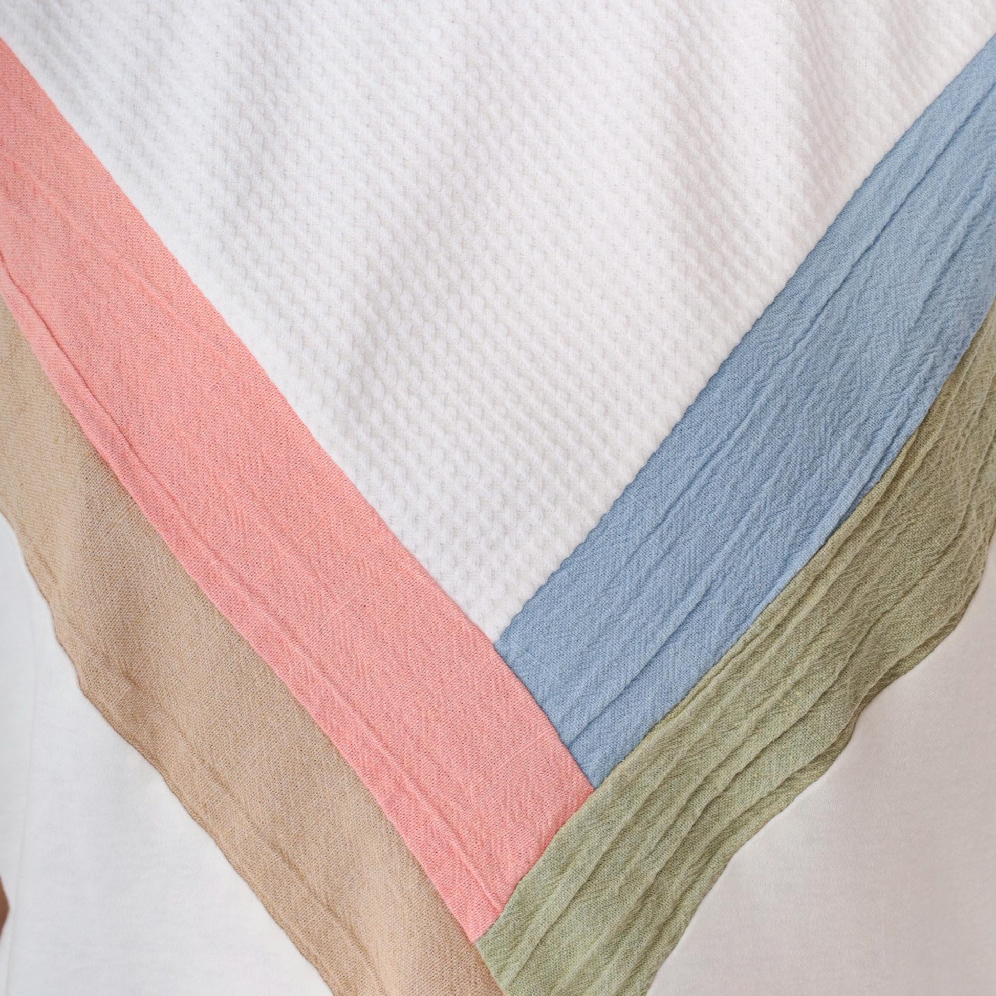 90s Pastel Chevron Colorblock Sweatshirt White Pink Blue Short Sleeve Medium