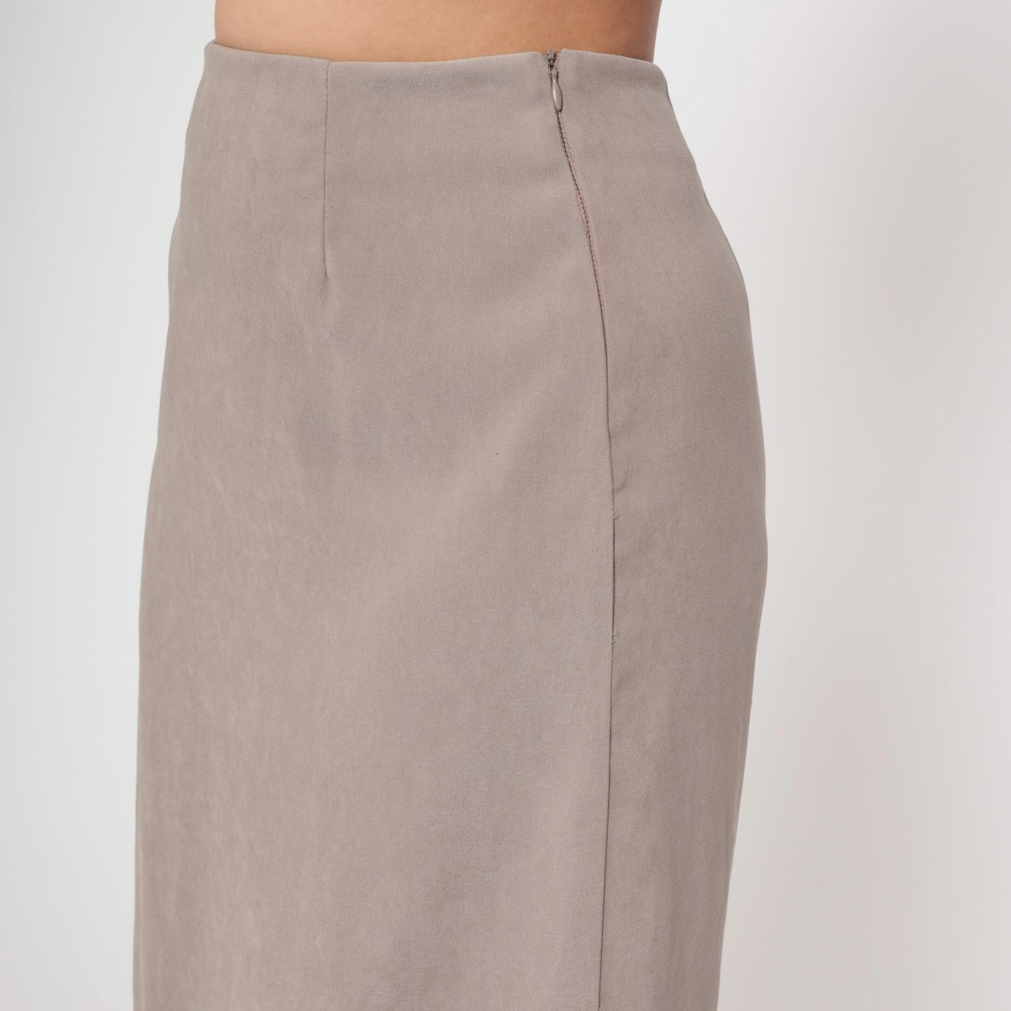 90s Taupe Floral Embroidered Maxi Skirt High Waist Column Medium