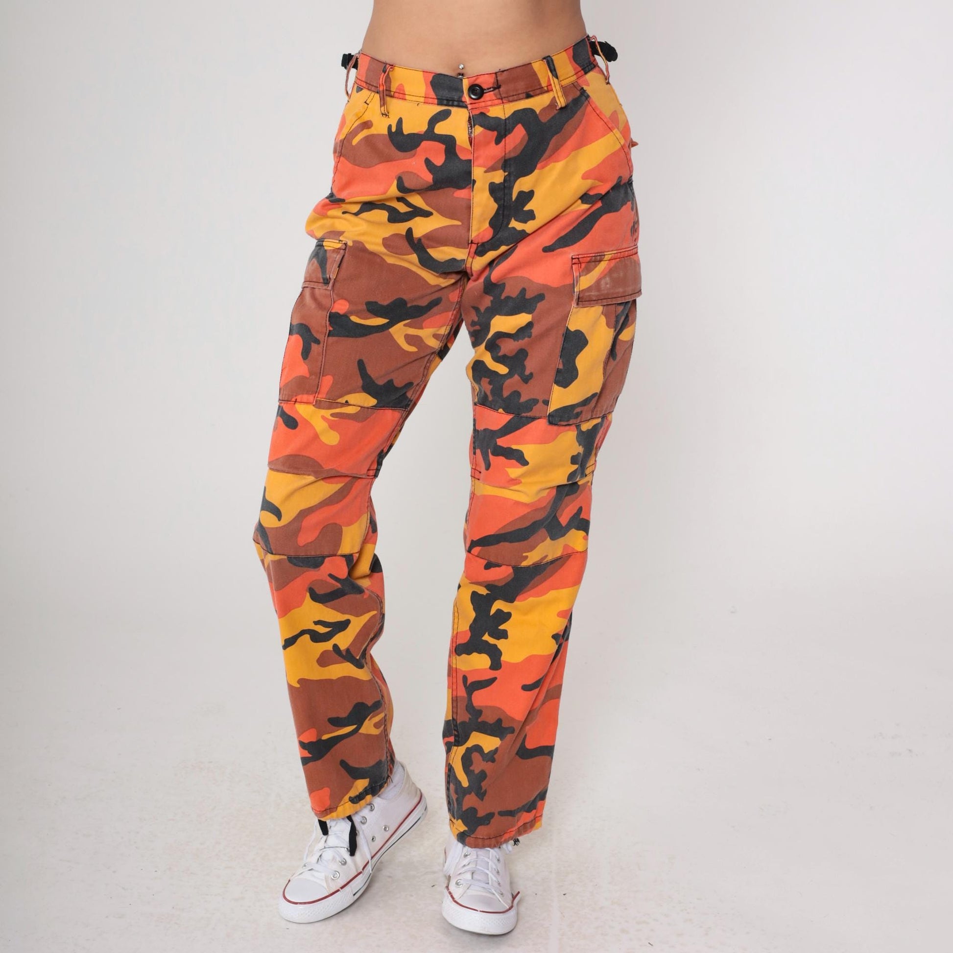 Y2K Orange Camo Cargo Pants Rothco Military Small