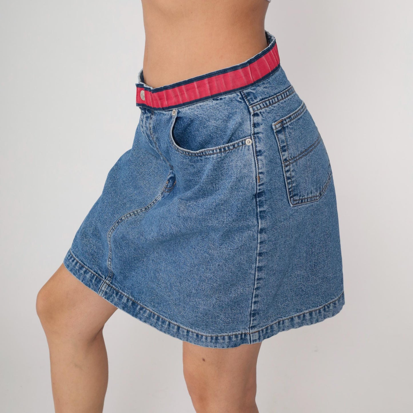 Tommy Hilfiger Y2K Denim Mini Skirt High Waist Blue Pencil Extra Large
