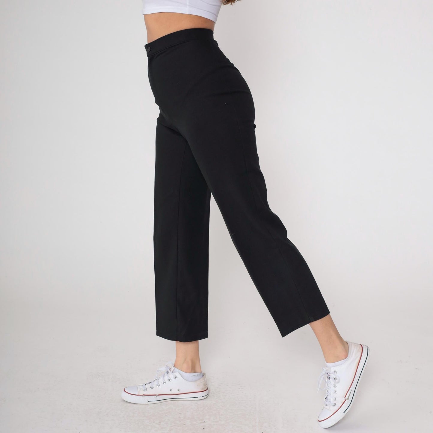 70s Levi's Bend Over Black High-Waist Straight-Leg Trousers Small