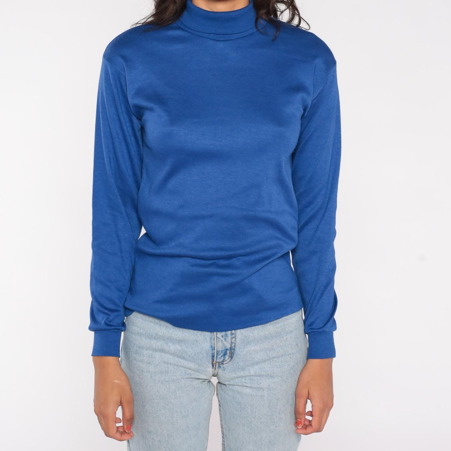 80s Favorites Brand Royal Blue Turtleneck Long Sleeve Cotton Blend Extra Large XL
