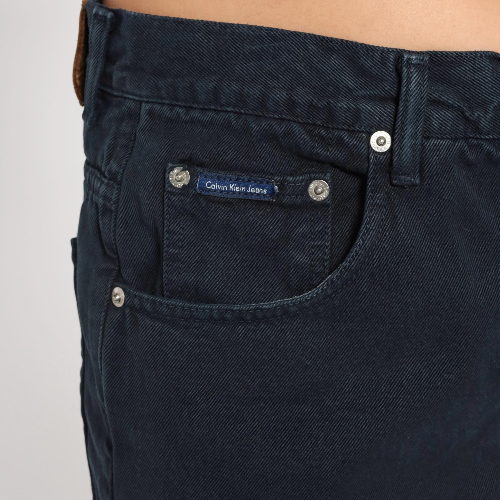 90s Calvin Klein Black Denim Bermuda Shorts High Waisted Button Fly Medium
