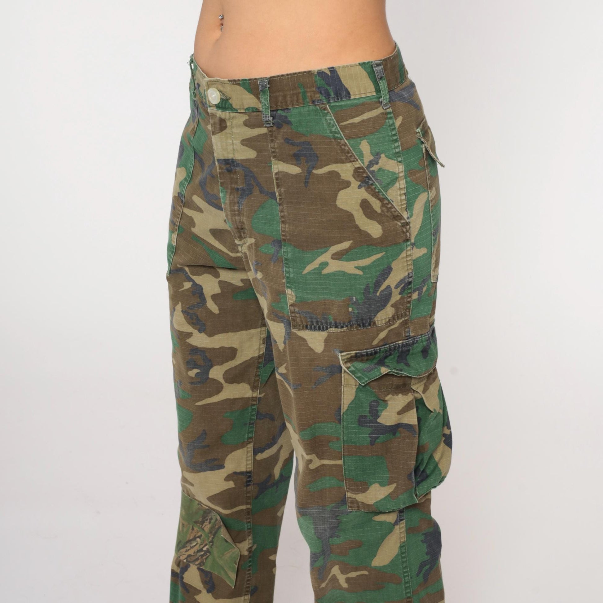 90s Woodland Camo Cargo Pants Military BDU Cotton USA Made Medium
