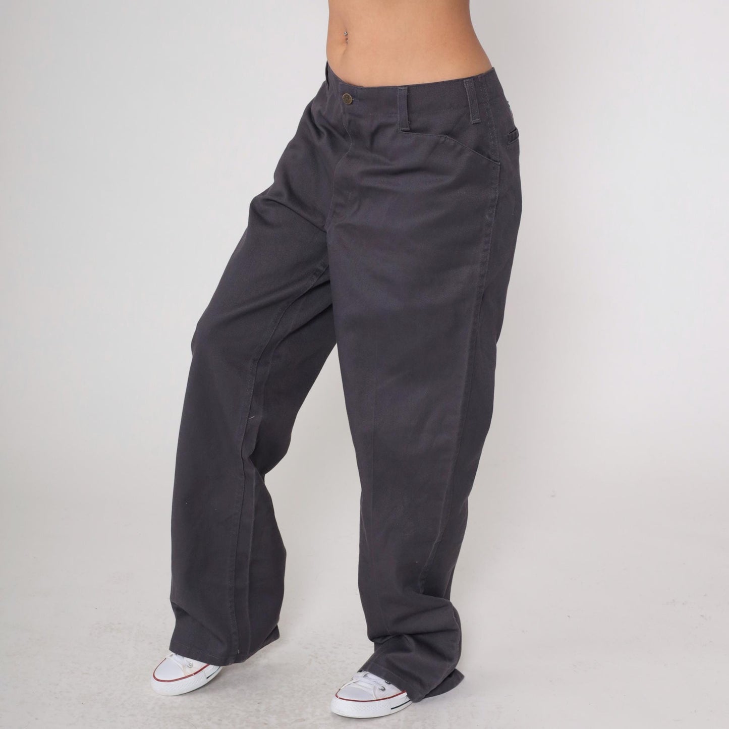 Ben Davis Y2K Charcoal Work Pants Gorilla Logo Straight Leg 36