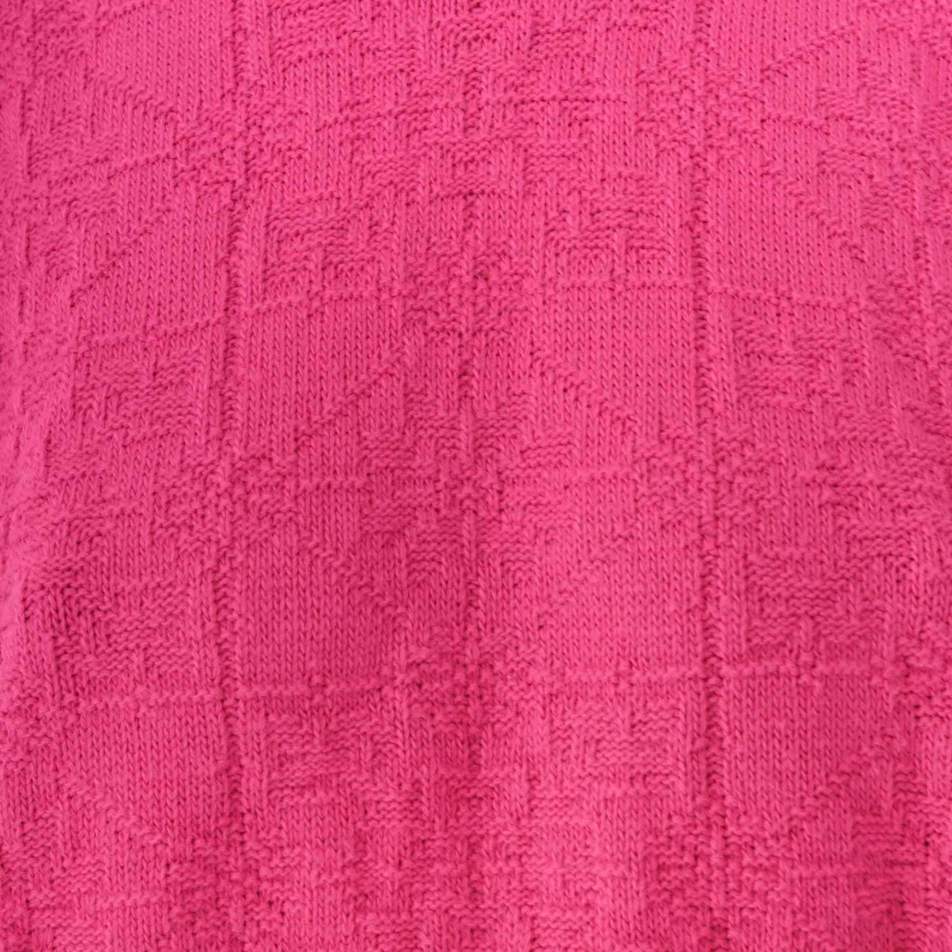90s Hot Pink Mock Neck Sweater Textured Geometric Knit Medium M