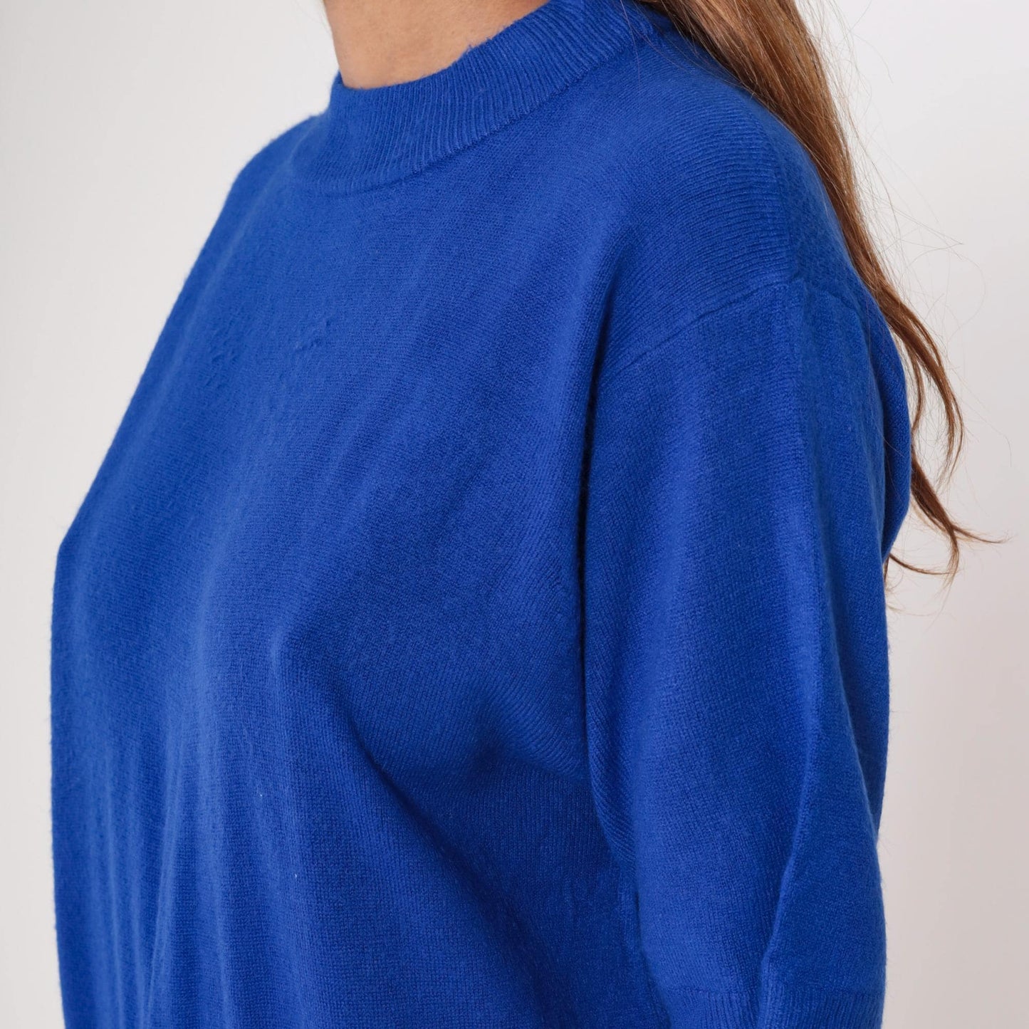 90s Royal Blue Crew Neck Short Sleeve Knit Sweater Large L