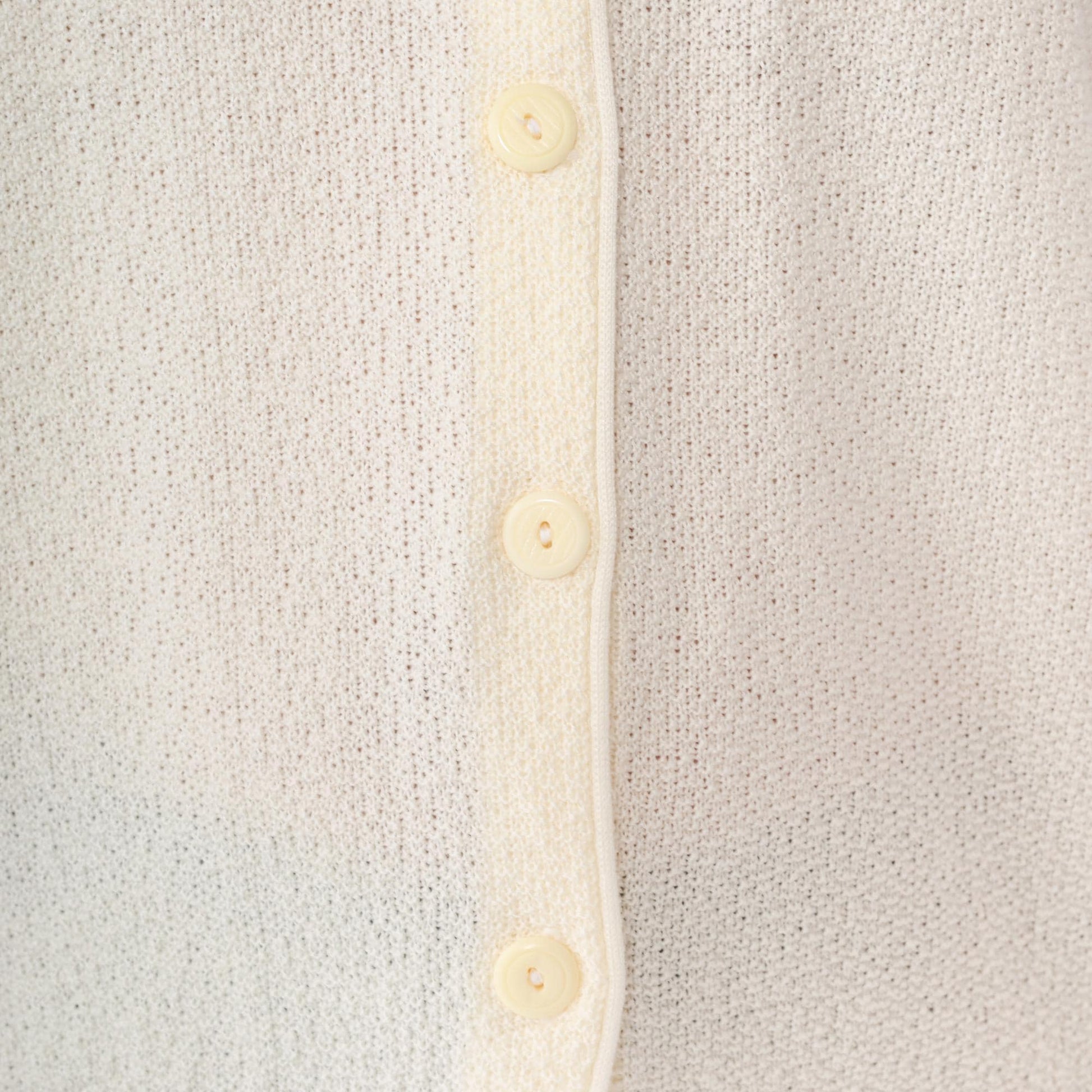 70s Cream Cardigan Button Front V Neck Long Sleeve Knit Medium Large
