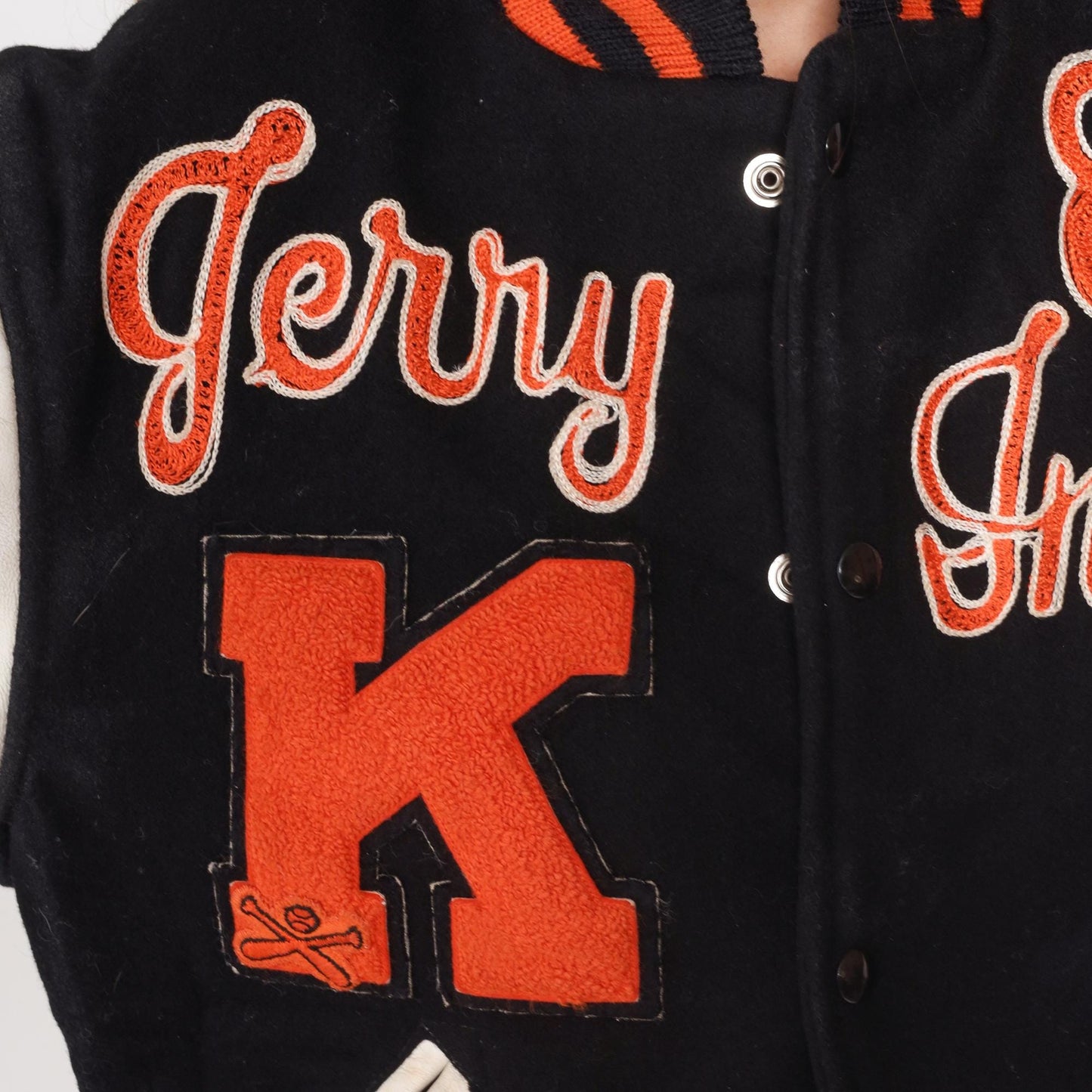 80s Terry Indians Varsity Letterman Jacket Wool Leather Small