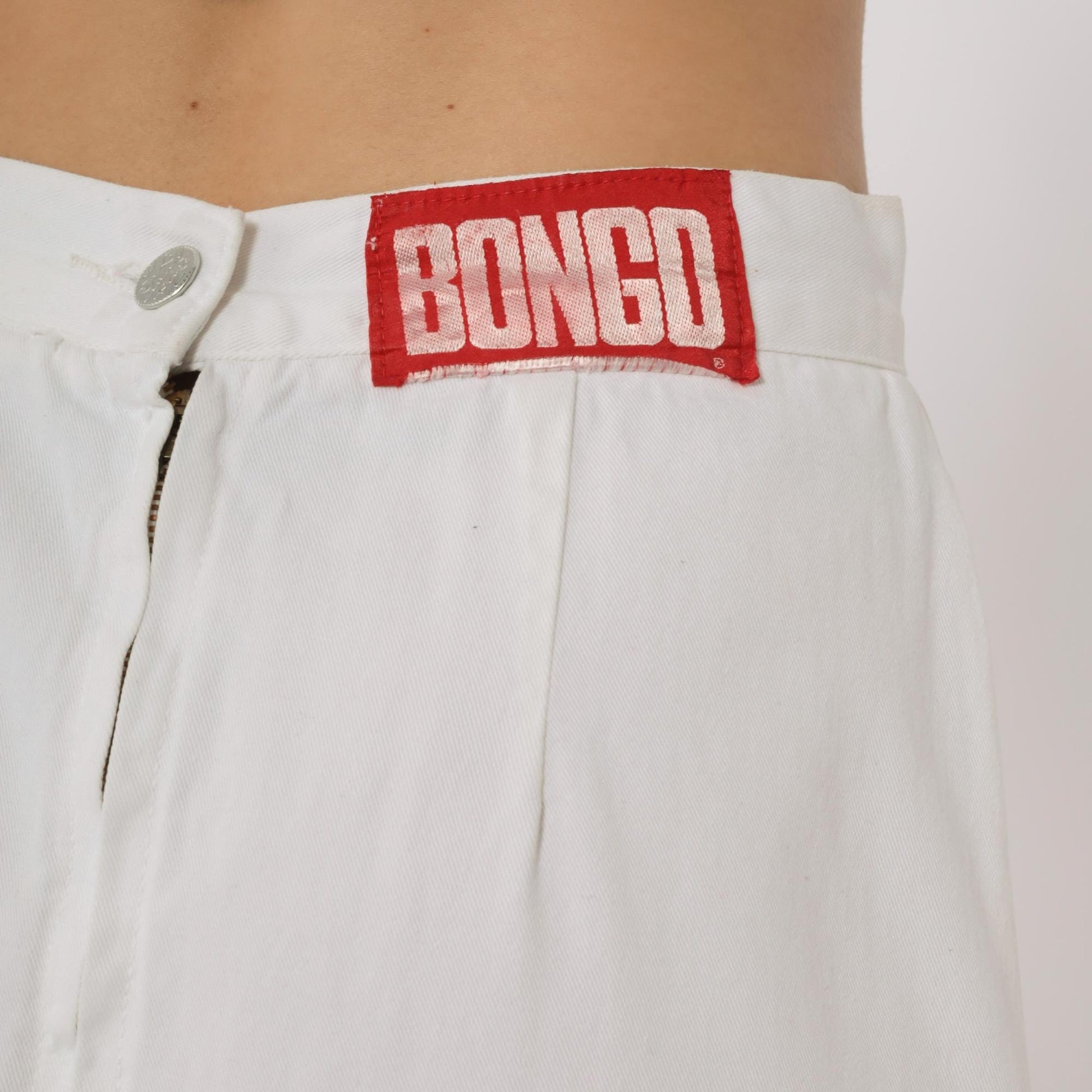 90s Bongo White Cotton Mini Skirt High Waisted Y2K Small S
