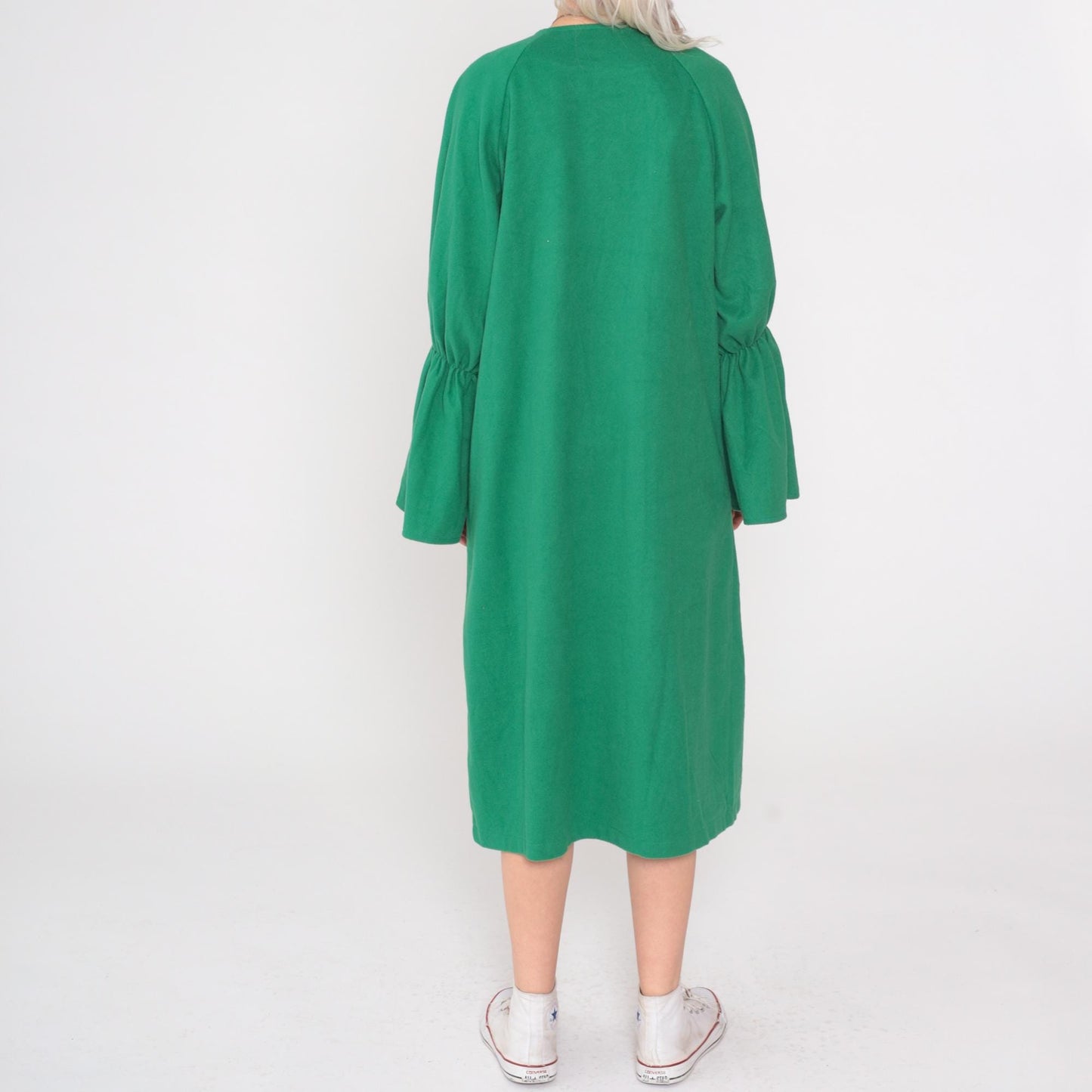 Y2K Green Bell Sleeve Coat Double Breasted Jacket Large L