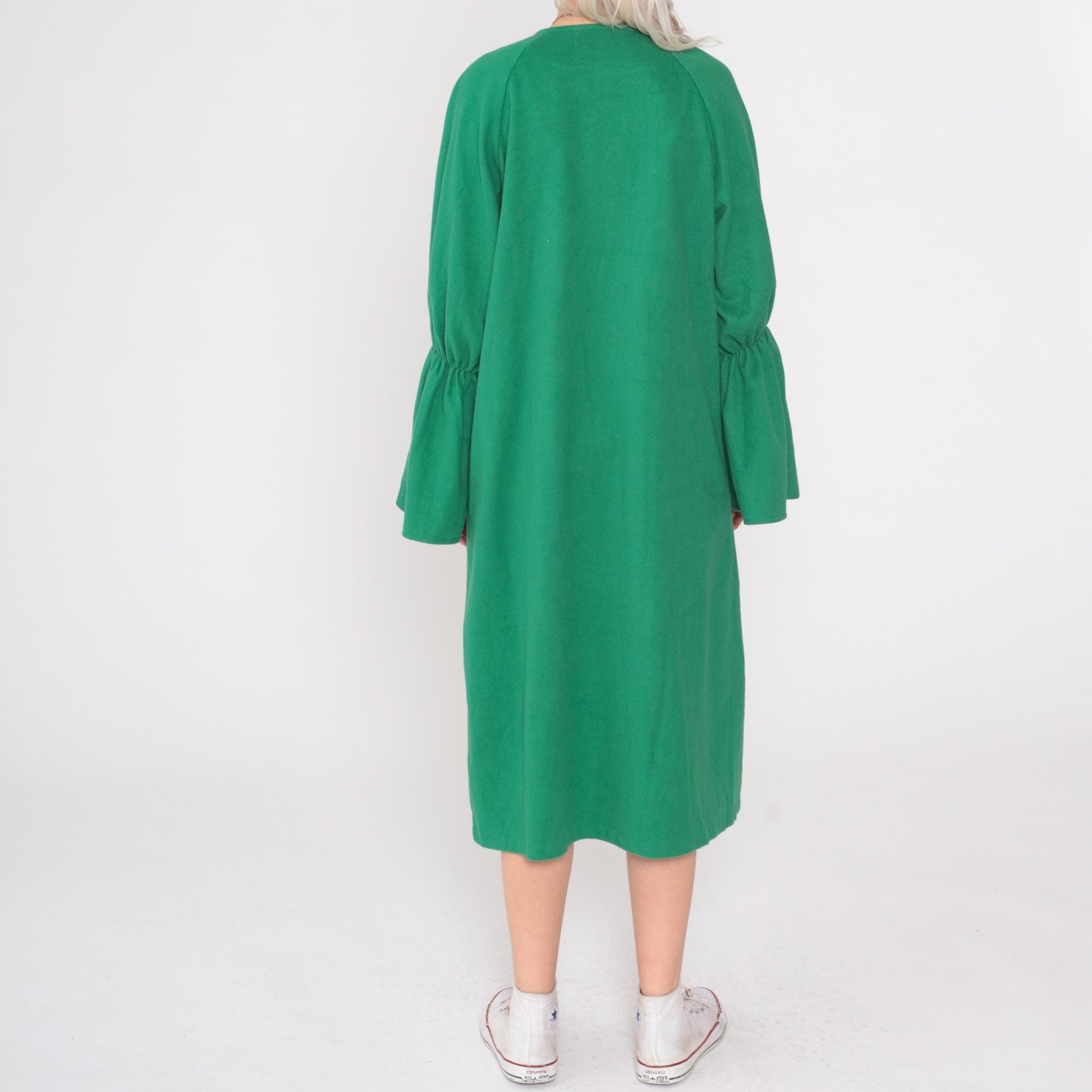 Y2K Green Bell Sleeve Coat Double Breasted Jacket Large L