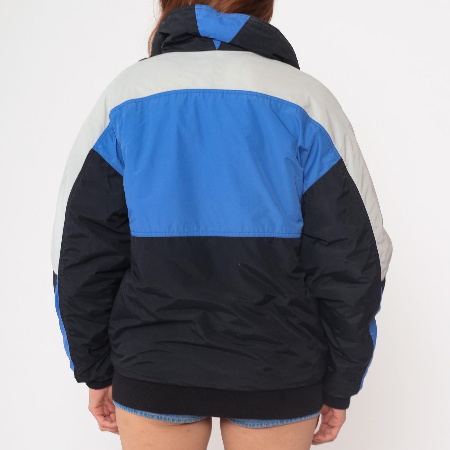 90s Field and Stream Colorblock Windbreaker Jacket Blue Black White Medium M