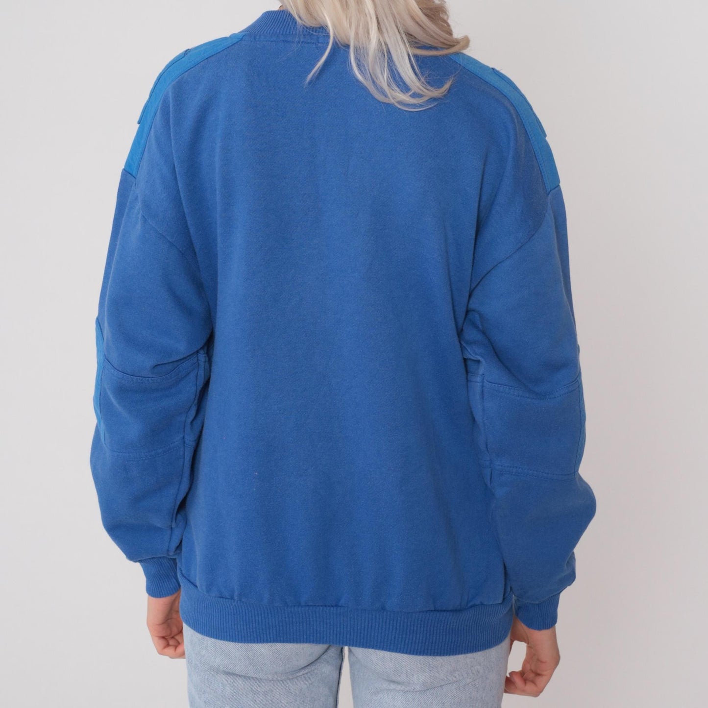 80s Copper Mountain Ski Henley Sweatshirt Blue Color Block Large L