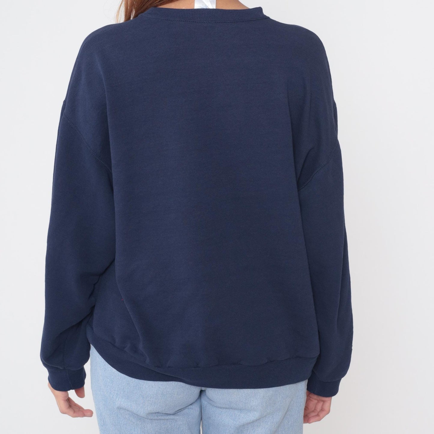 90s Jerzees Biker Sweatshirt Navy Blue Bulldog Motorcycle Graphic Medium M